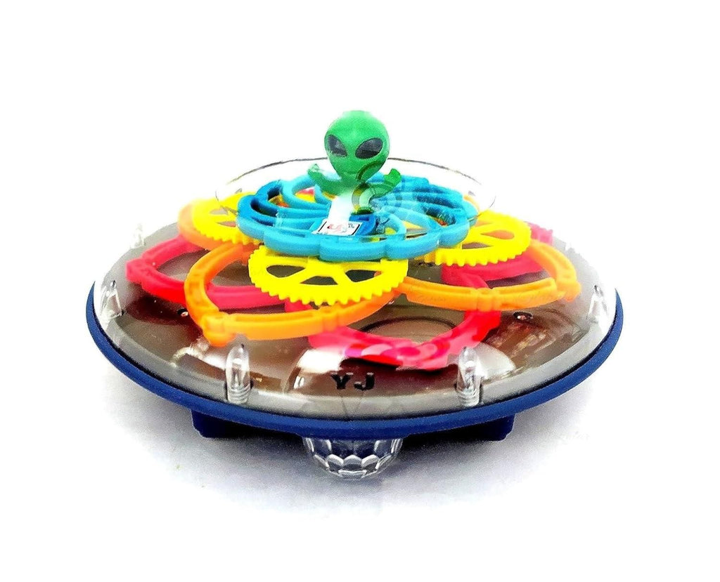 Electric Transparent Gear UFO Space Flying Saucer Toy Toddler Interaction